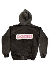 Roll Smoke Stay Distressed Letters Full Zip Sweatshirt