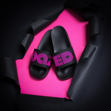 black and pink dazed slides